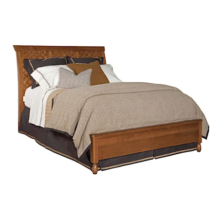 Queen-Size Meeting House Sleigh Shaped Woven Headboard & Low-Profile Footboard Bed